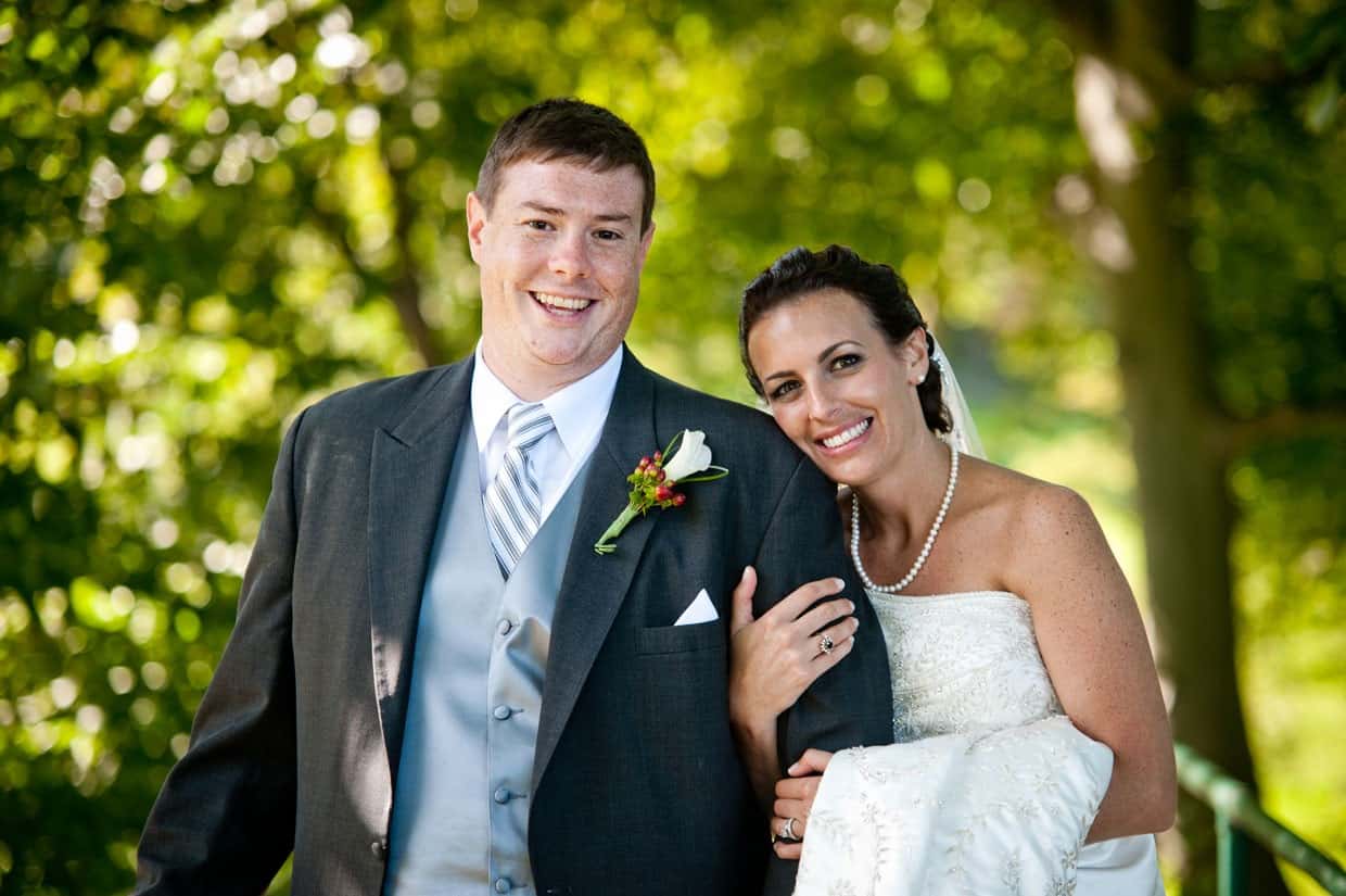 Newlywed portrait of bride and groom at Penn Oaks Country Club